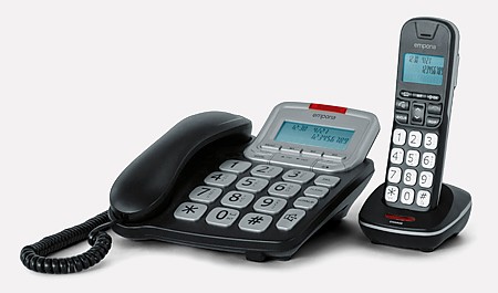 emporia GD61ABB combined corded and cordless phone with large buttons and amplified sound